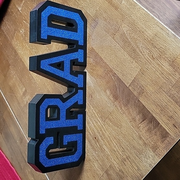 GRAD blue glitter plaque...hang or sit on table for decoration - Picture 2 of 5